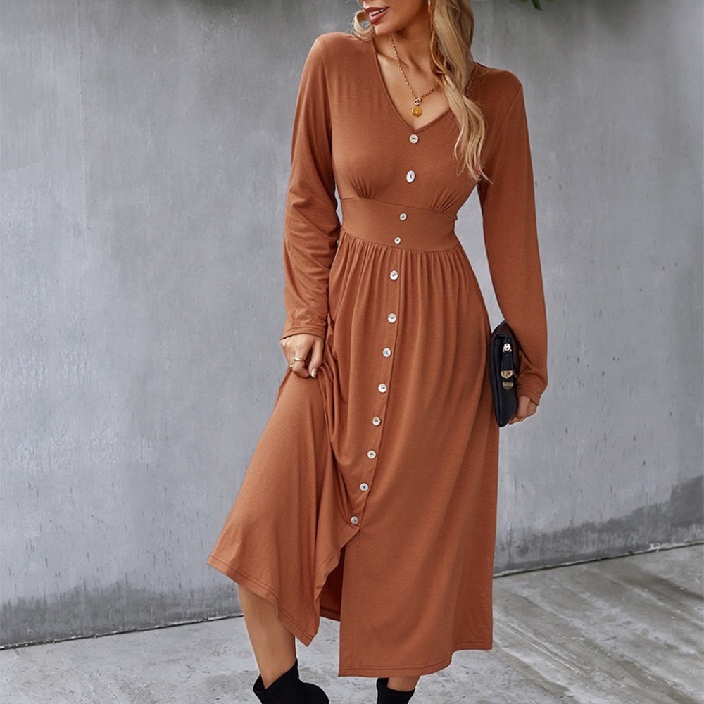 [3Packs] V Neck Long Sleeves Maxi Dress